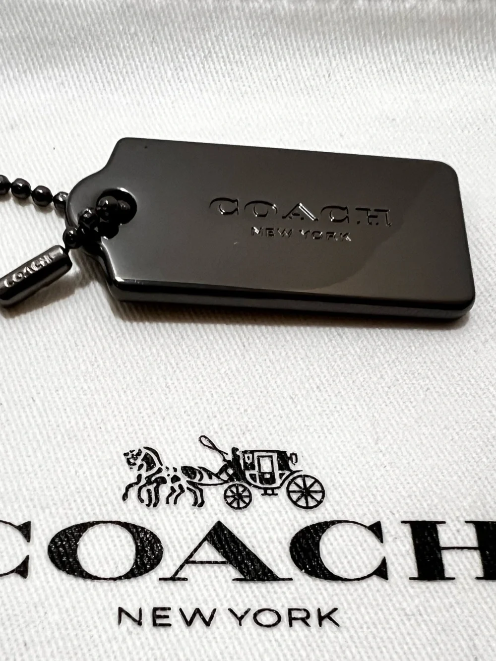 Coach black metallic Black Logo Tag Pendant - Picture 5 of 8